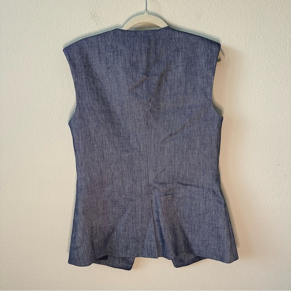 NWT VERONICA BEARD Tamara Linen Vest in Blue Melange SZ US 8 - Picture 9 of 10